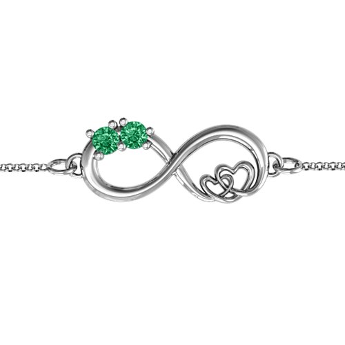 Double the Love Infinity Bracelet – Sterling Silver with Emerald