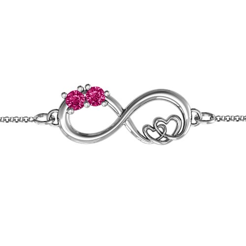 Double the Love Infinity Bracelet – Sterling Silver with Ruby