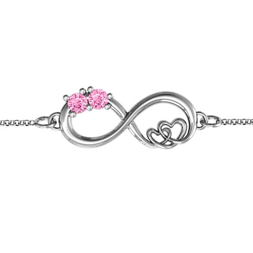 Double the Love Infinity Bracelet – Sterling Silver with Pink Tourmaline