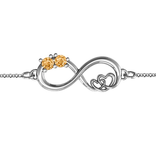 Double the Love Infinity Bracelet – Sterling Silver with Citrine