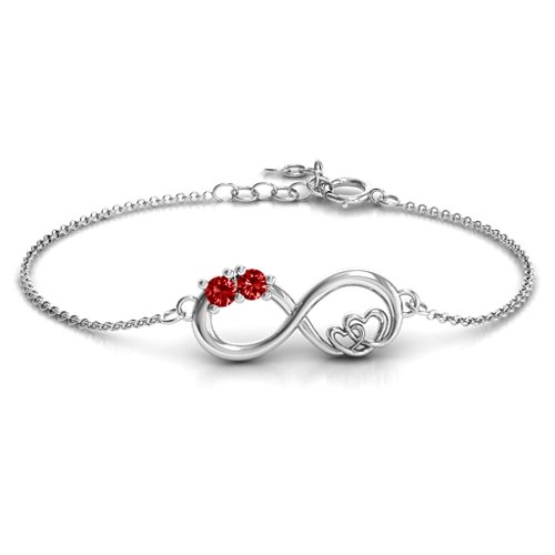 Double the Love Infinity Bracelet – Sterling Silver with Garnet