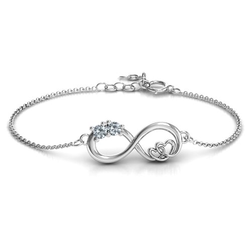 Double the Love Infinity Bracelet – Sterling Silver with Cubic Zirconia