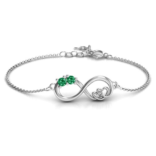 Double the Love Infinity Bracelet – Sterling Silver with Emerald