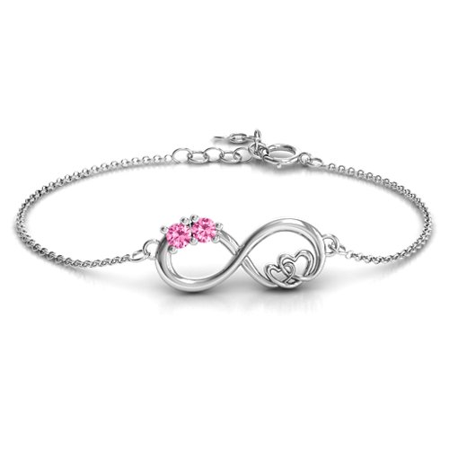 Double the Love Infinity Bracelet – Sterling Silver with Pink Tourmaline