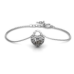 True Love's Lock Caged Bracelet in 925 Sterling Silver with Smokey Quartz