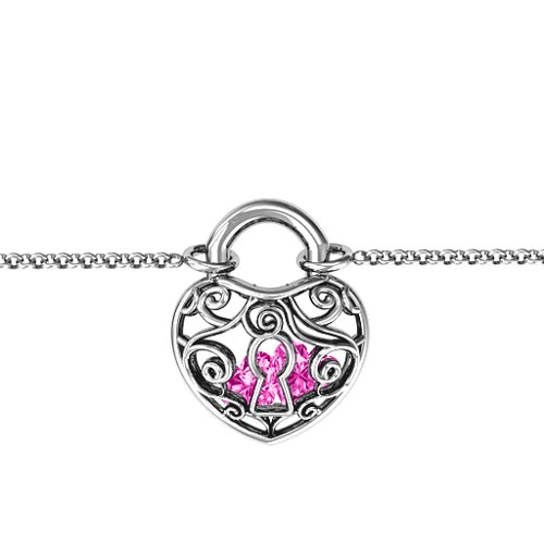 True Love's Lock Caged Bracelet – Sterling Silver with Pink Tourmaline