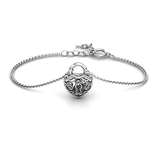 True Love's Lock Caged Bracelet – Sterling Silver with Smokey Quartz