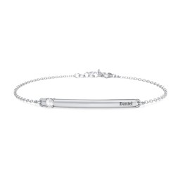 Engraveable Bar Bracelet with 1-5 Stones