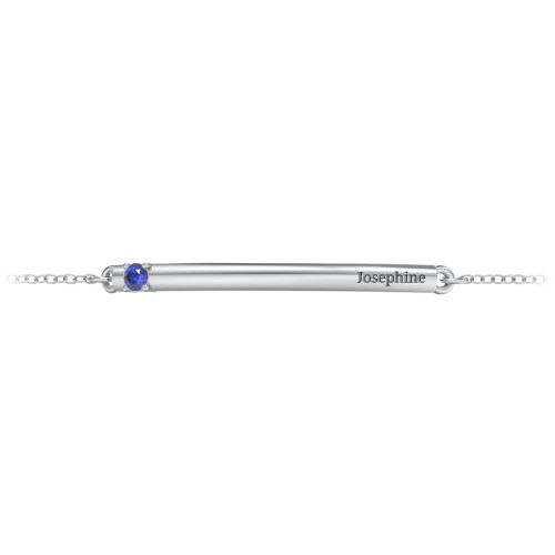Engraveable Bar Bracelet with 1-5 Stones – Sterling Silver with Blue Sapphire