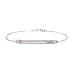 Engraveable Bar Bracelet with 1-5 Stones – 10K Yellow Gold with Blue Sapphire