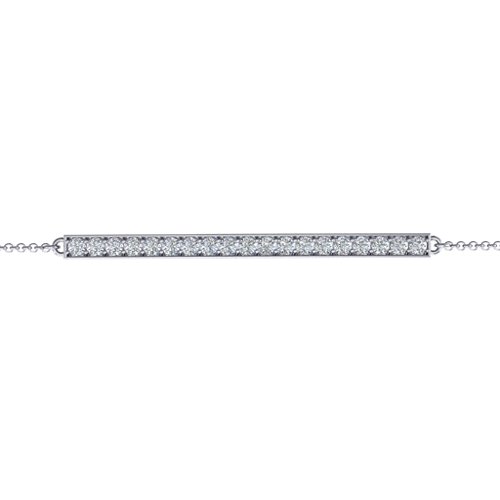 Sterling Silver Beaming Bar Bracelet With Cubic Zirconia Accent Stones – Sterling Silver