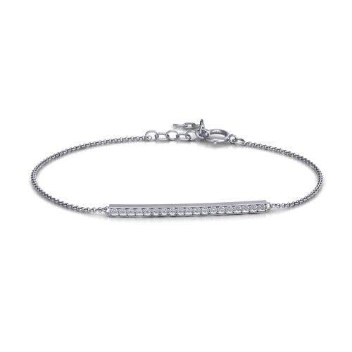 Sterling Silver Beaming Bar Bracelet With Cubic Zirconia Accent Stones – Sterling Silver