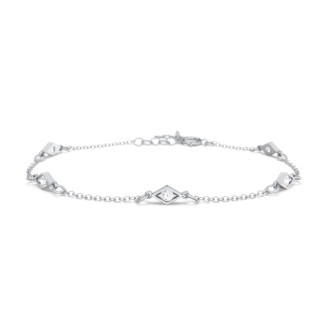 Diamond Shape Charm Bracelet with Gemstones