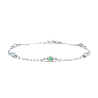 Diamond Shape Charm Bracelet with Gemstones