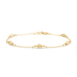 Diamond Shape Charm Bracelet with Gemstones in 18K Gold Plated Silver with Citrine