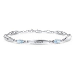 Engravable Family Bracelet with Marquise Birthstones (1-5 Stones)
