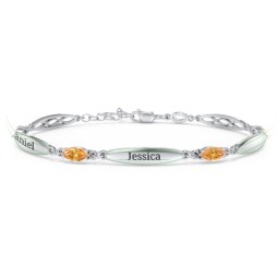Engravable Family Bracelet with Marquise Birthstones (1-5 Stones)