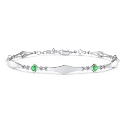 Engravable Modern Family Bracelet with Round Birthstones (1-5 Stones)