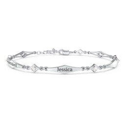 Engravable Modern Family Bracelet with Round Birthstones (1-5 Stones)