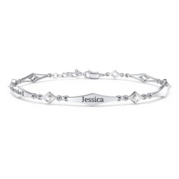 Engravable Modern Family Bracelet with Round Birthstones (1-5 Stones)