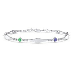Engravable Modern Family Bracelet with Round Birthstones (1-5 Stones)