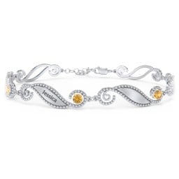 Engravable Beaded Family Bracelet with Round Birthstones (1-6 Stones)