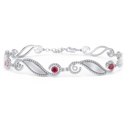 Engravable Beaded Family Bracelet with Round Birthstones (1-6 Stones)