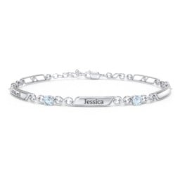 Engravable Classic Family Bracelet with Round Birthstones (1-5 Stones)