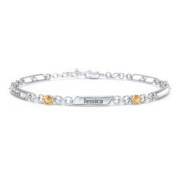Engravable Classic Family Bracelet with Round Birthstones (1-5 Stones)