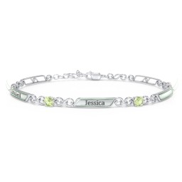 Engravable Classic Family Bracelet with Round Birthstones (1-5 Stones)