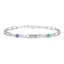 Engravable Classic Family Bracelet with Round Birthstones (1-5 Stones)