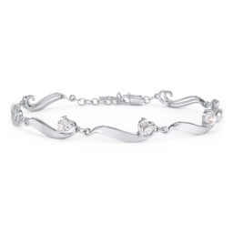 Engravable Milgrain Family Bracelet with Heart Birthstones (1-7 Stones)