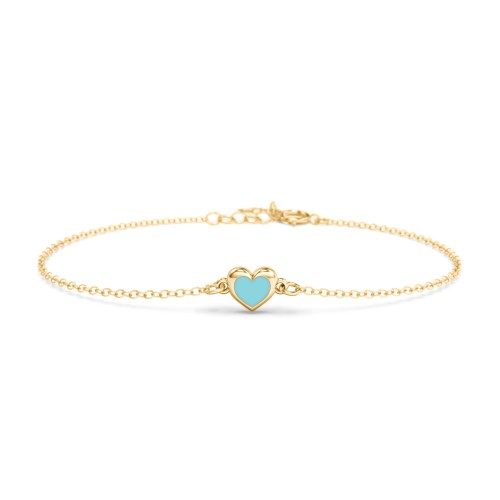 Heart Bracelet with Cold Enamel – 10K Yellow Gold