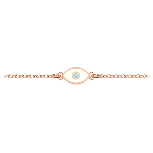 Evil Eye Bracelet with Accent Stone and Cold Enamel – 10K Rose Gold with Mint Premium Zirconia