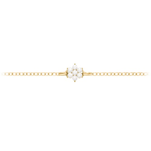 Flower Cluster Bracelet – 18K Gold Plated Silver with Diamond