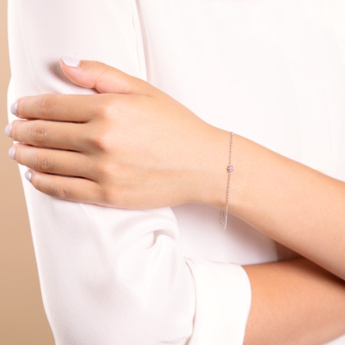 Flower Cluster Bracelet – Sterling Silver with Mint Premium Zirconia and Fancy Yellow Premium Zirconia