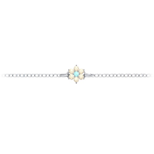 Flower Cluster Bracelet – Sterling Silver with Mint Premium Zirconia and Fancy Yellow Premium Zirconia