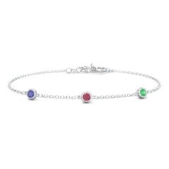 Bezel-Set Round Stone Station Bracelet