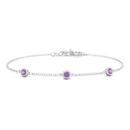 Bezel-Set Round Stone Station Bracelet