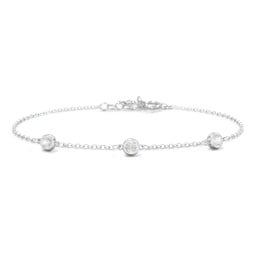 Bezel-Set Round Stone Station Bracelet