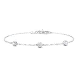 Bezel-Set Round Stone Station Bracelet