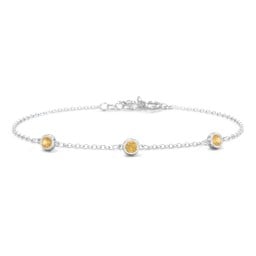 Bezel-Set Round Stone Station Bracelet