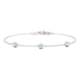 Bezel-Set Round Stone Station Bracelet in 925 Sterling Silver with Blue Topaz