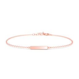 Engravable Thin Bar Bracelet in 10K Solid Rose Gold
