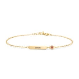 Engravable Bar Bracelet with Bezel Set Stone