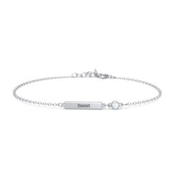 Engravable Bar Bracelet with Bezel Set Stone