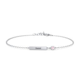Engravable Bar Bracelet with Bezel Set Stone