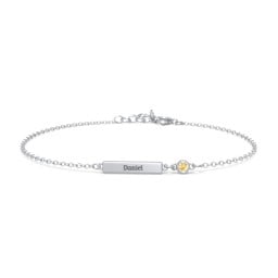 Engravable Bar Bracelet with Bezel Set Stone