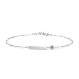 Engravable Bar Bracelet with Bezel Set Stone