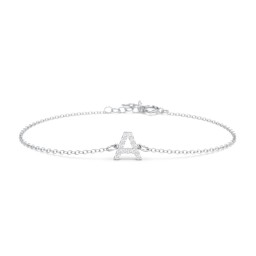 Pavé Initial Bracelet - A in 925 Sterling Silver with White Premium Zirconia